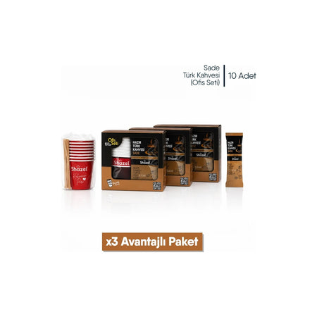 Shazel Ready-to-Use Turkish Coffee Office Set, Plain (10 x 3 Boxes), 30 Pieces - MALLTURK