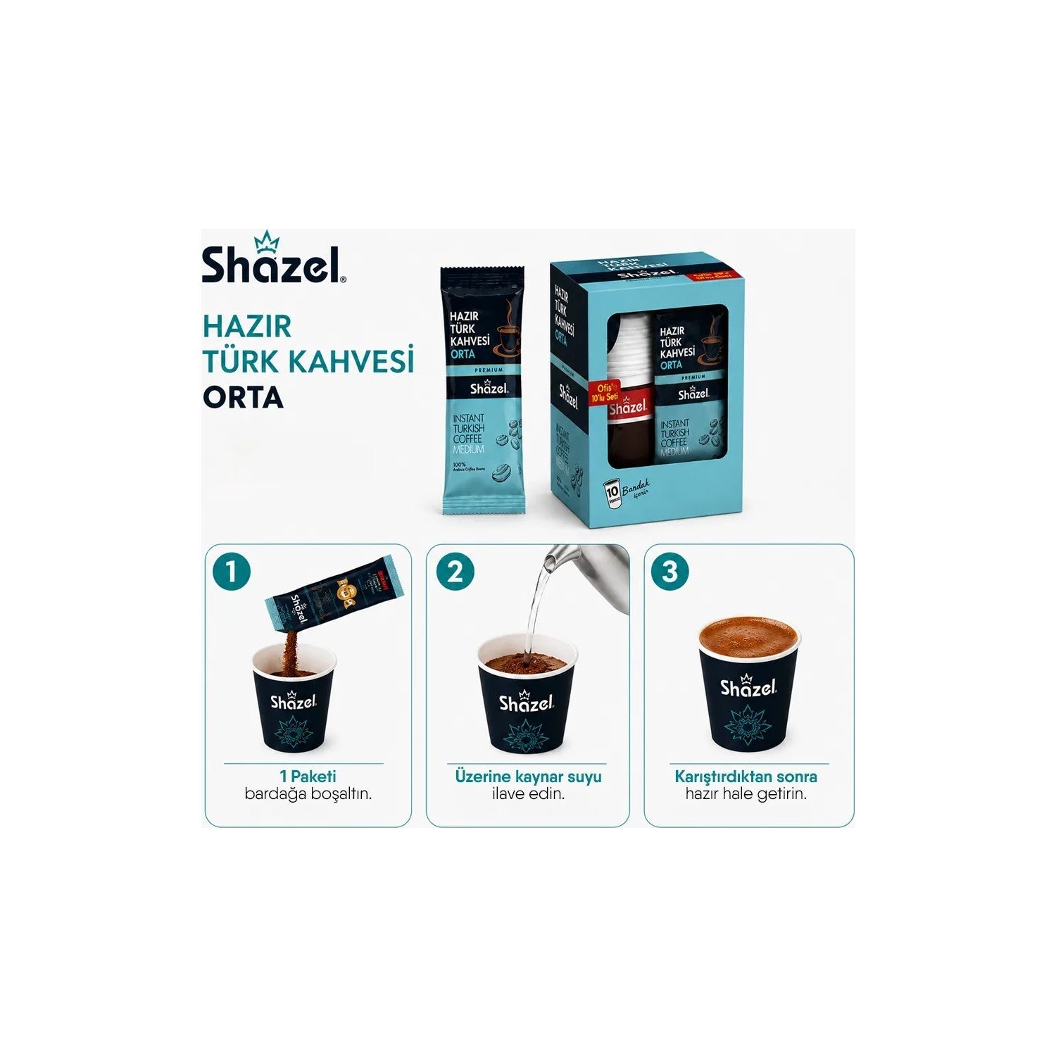 Shazel Instant Turkish Coffee Office Set - Medium - MALLTURK