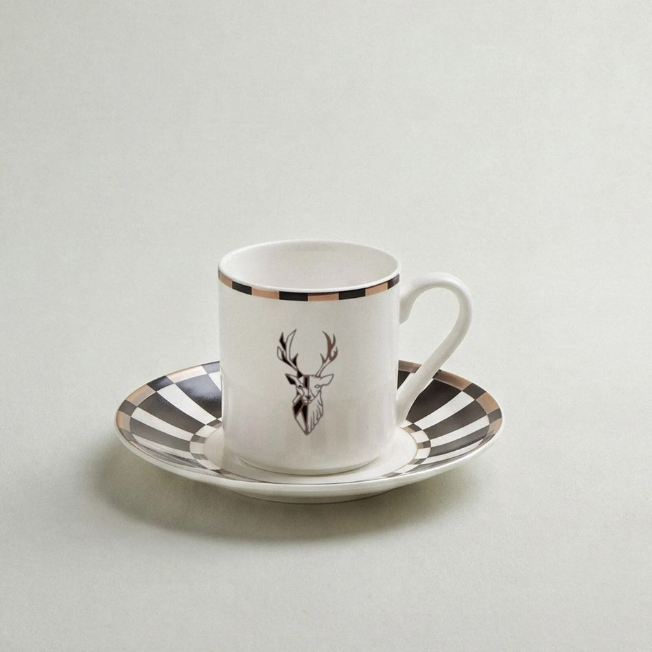 Karaca Aries Striped Turkish Coffee Cup Set 90 ml - MALLTURK
