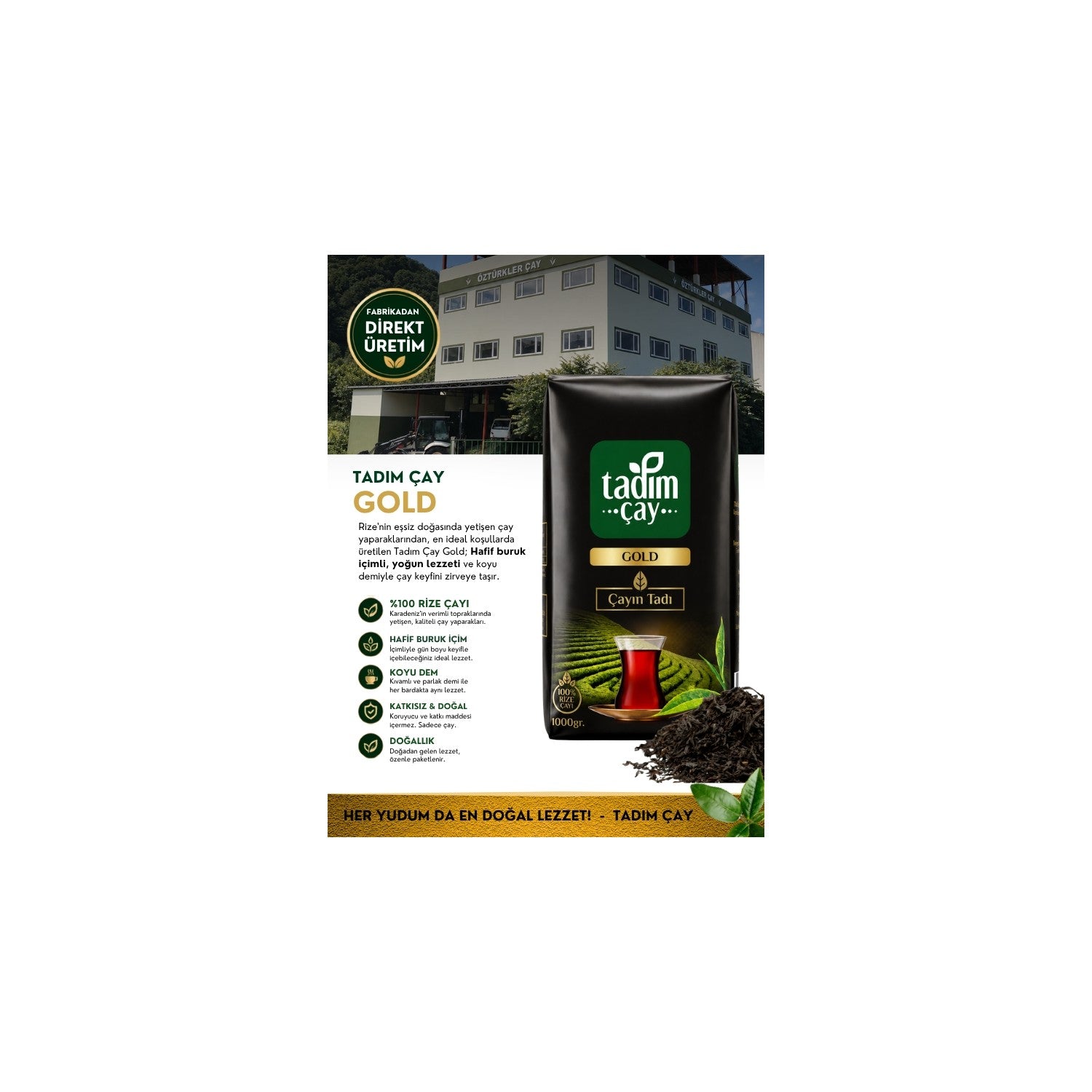 Tadim tea Gold 1000 g (HAKIKI RIZE tea, pack black tea) - MALLTURK