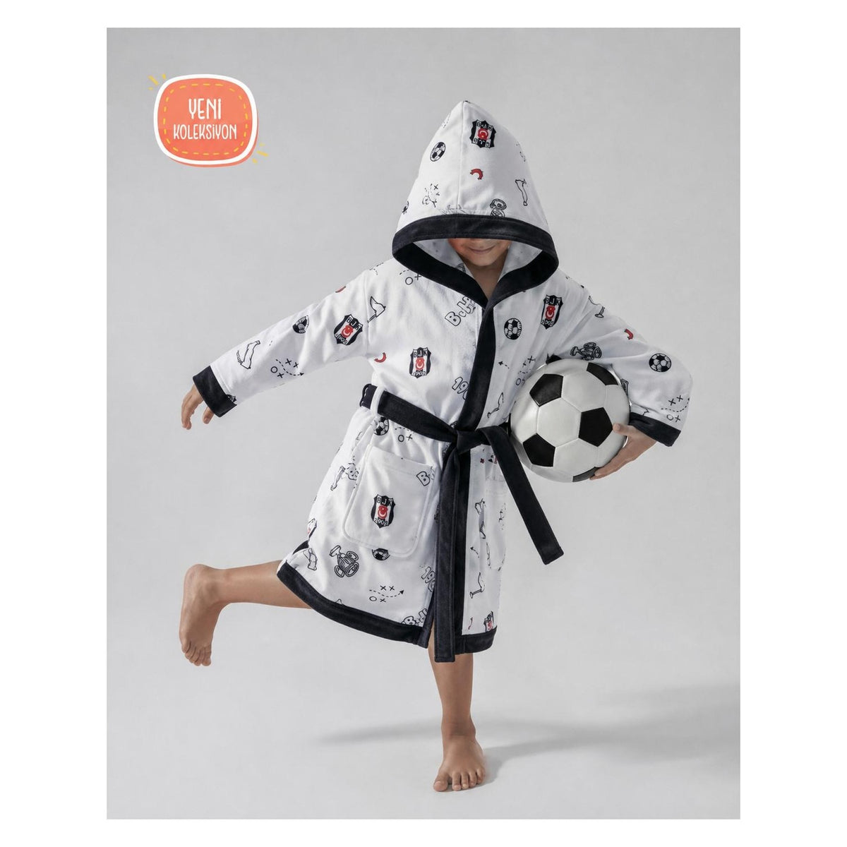 Tac New Season Licensed Besiktas Hooded Baby Bathrobe (4-6 Years) - MALLTURK
