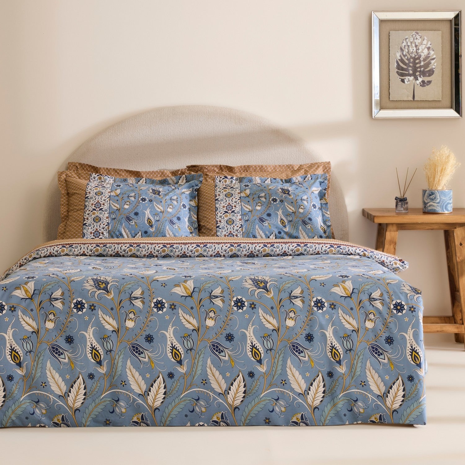 Karaca Home Olmira %100 Cotton Double Duvet Cover Set Blue - MALLTURK