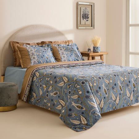 Karaca Home Olmira %100 Cotton Double Duvet Cover Set Blue - MALLTURK