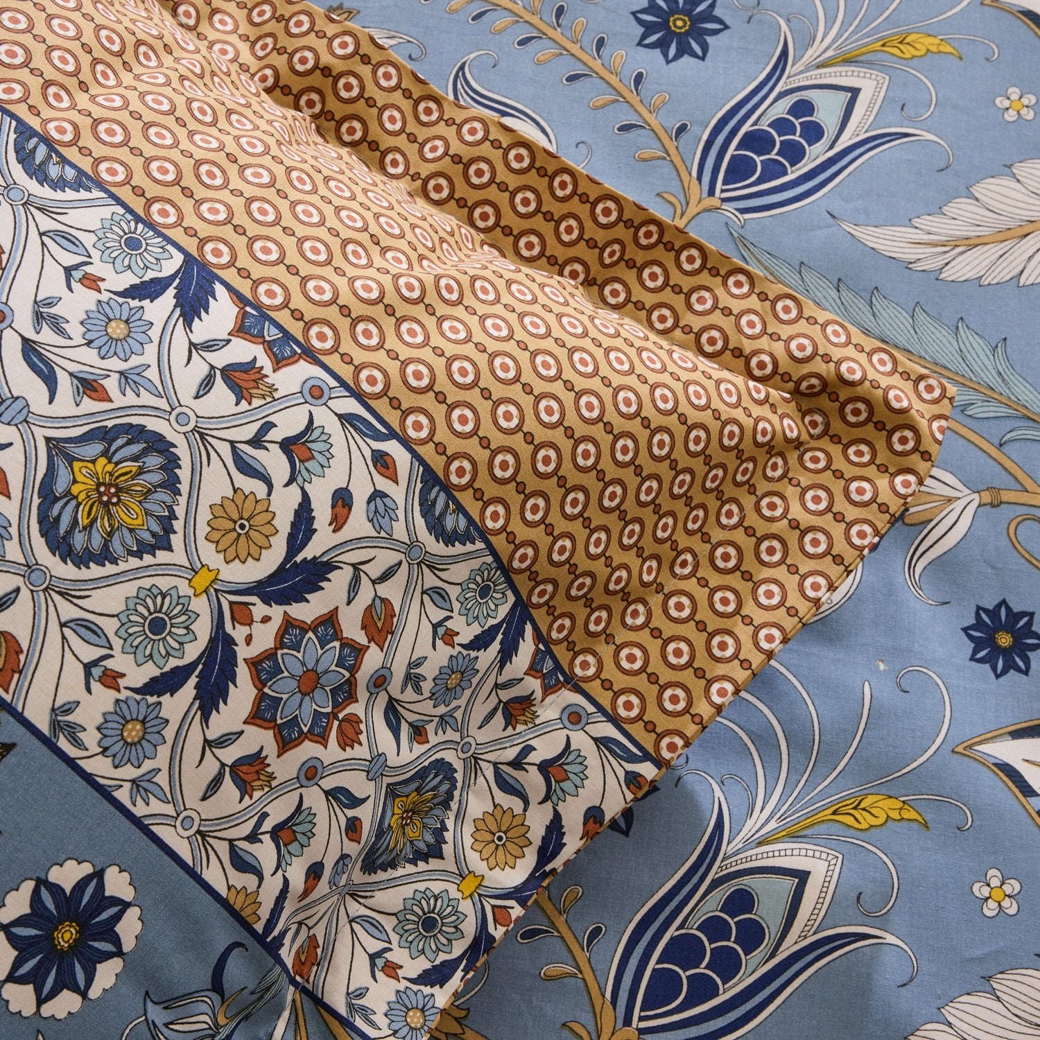 Karaca Home Olmira %100 Cotton Double Duvet Cover Set Blue - MALLTURK