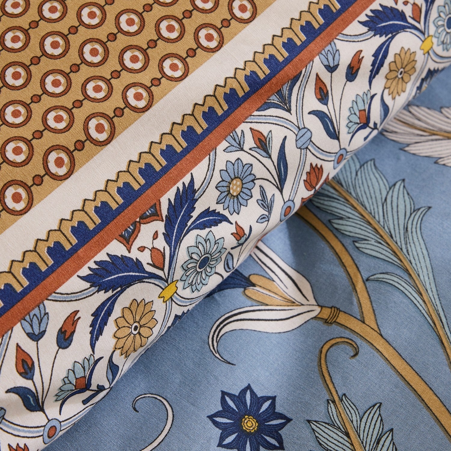 Karaca Home Olmira %100 Cotton Double Duvet Cover Set Blue - MALLTURK