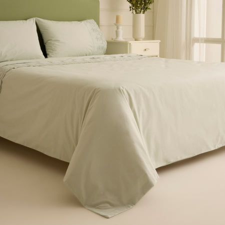 Karaca Home Avellina Embroidered Double Duvet Cover Set Sage Green - MALLTURK