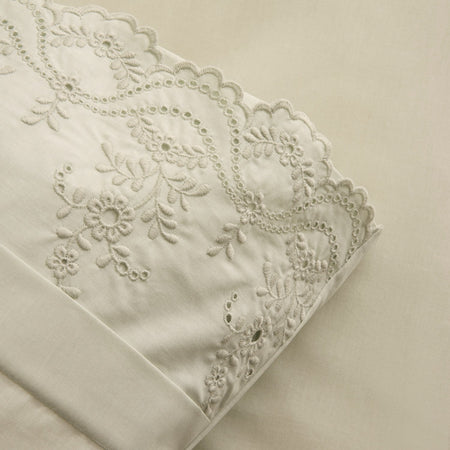 Karaca Home Avellina Embroidered Double Duvet Cover Set Sage Green - MALLTURK