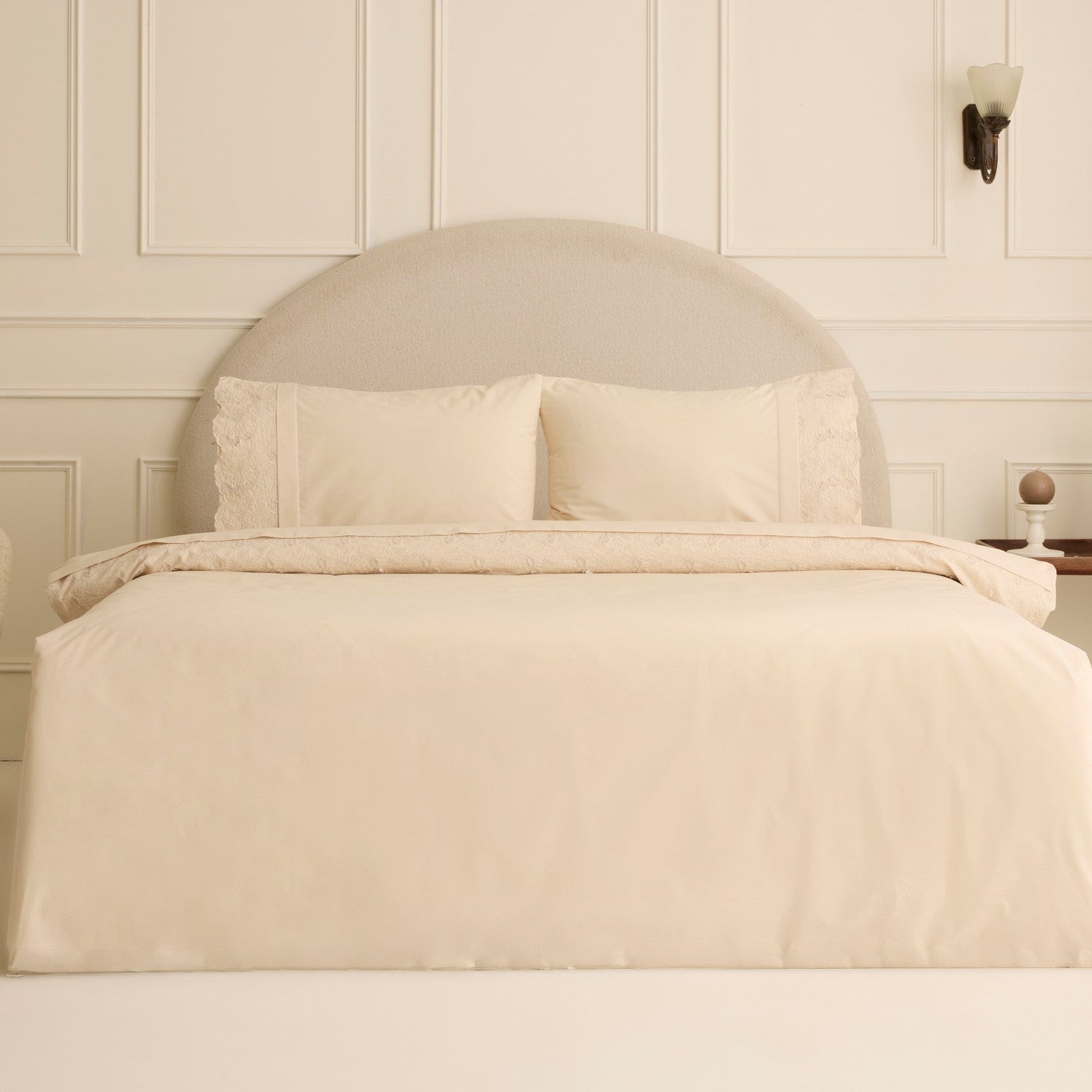 Karaca Home Luciana Embroidered Double Duvet Cover Set Beige - MALLTURK