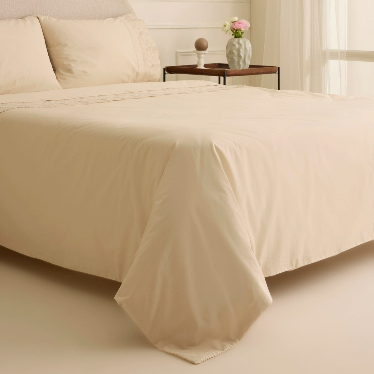 Karaca Home Luciana Embroidered Double Duvet Cover Set Beige - MALLTURK