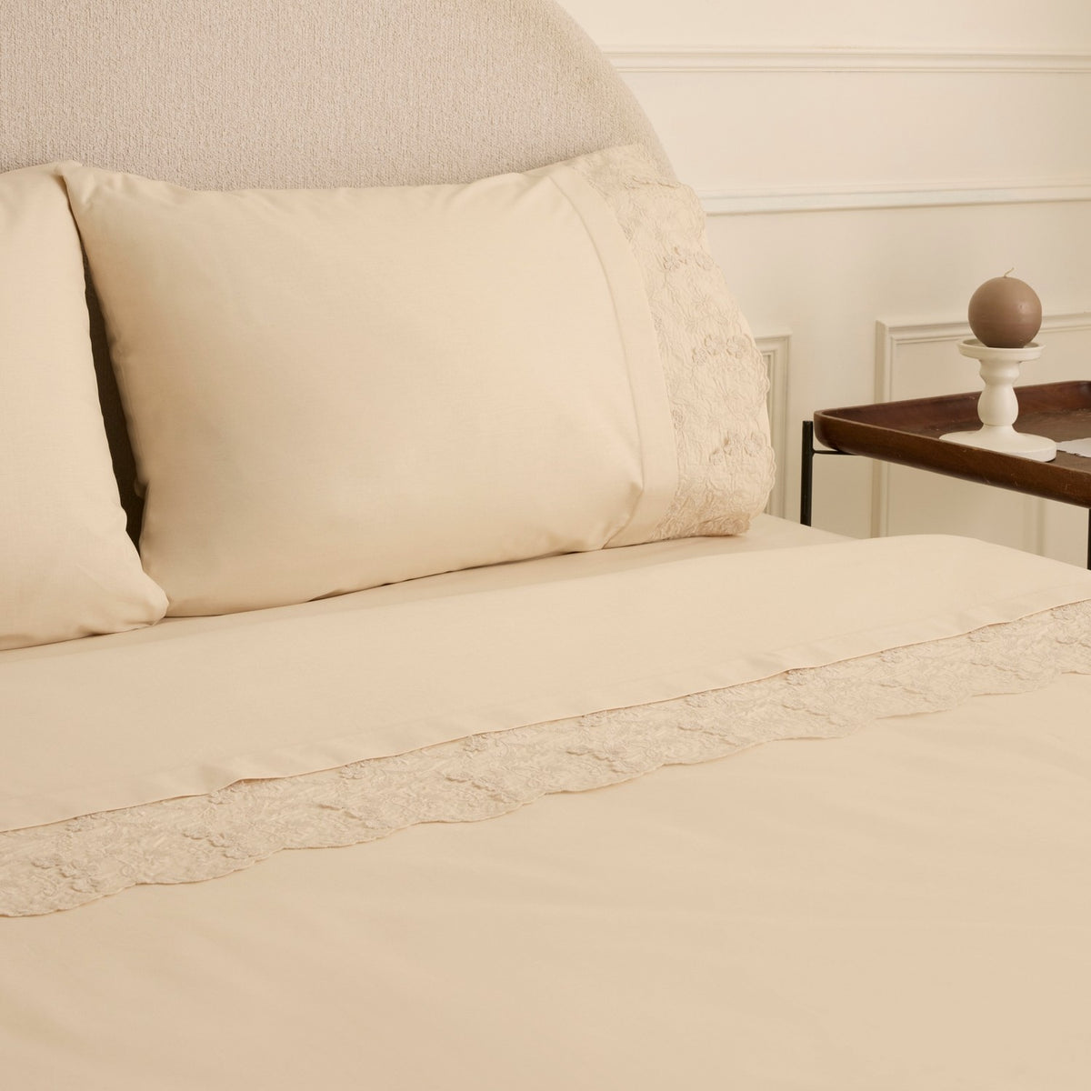 Karaca Home Luciana Embroidered Double Duvet Cover Set Beige - MALLTURK