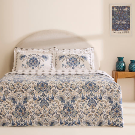 Karaca Home Silvara 100% Cotton Single Duvet Cover Set Blue - MALLTURK
