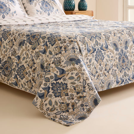 Karaca Home Silvara 100% Cotton Single Duvet Cover Set Blue - MALLTURK