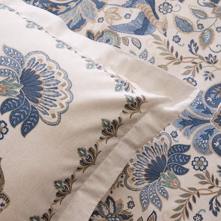 Karaca Home Silvara 100% Cotton Single Duvet Cover Set Blue - MALLTURK