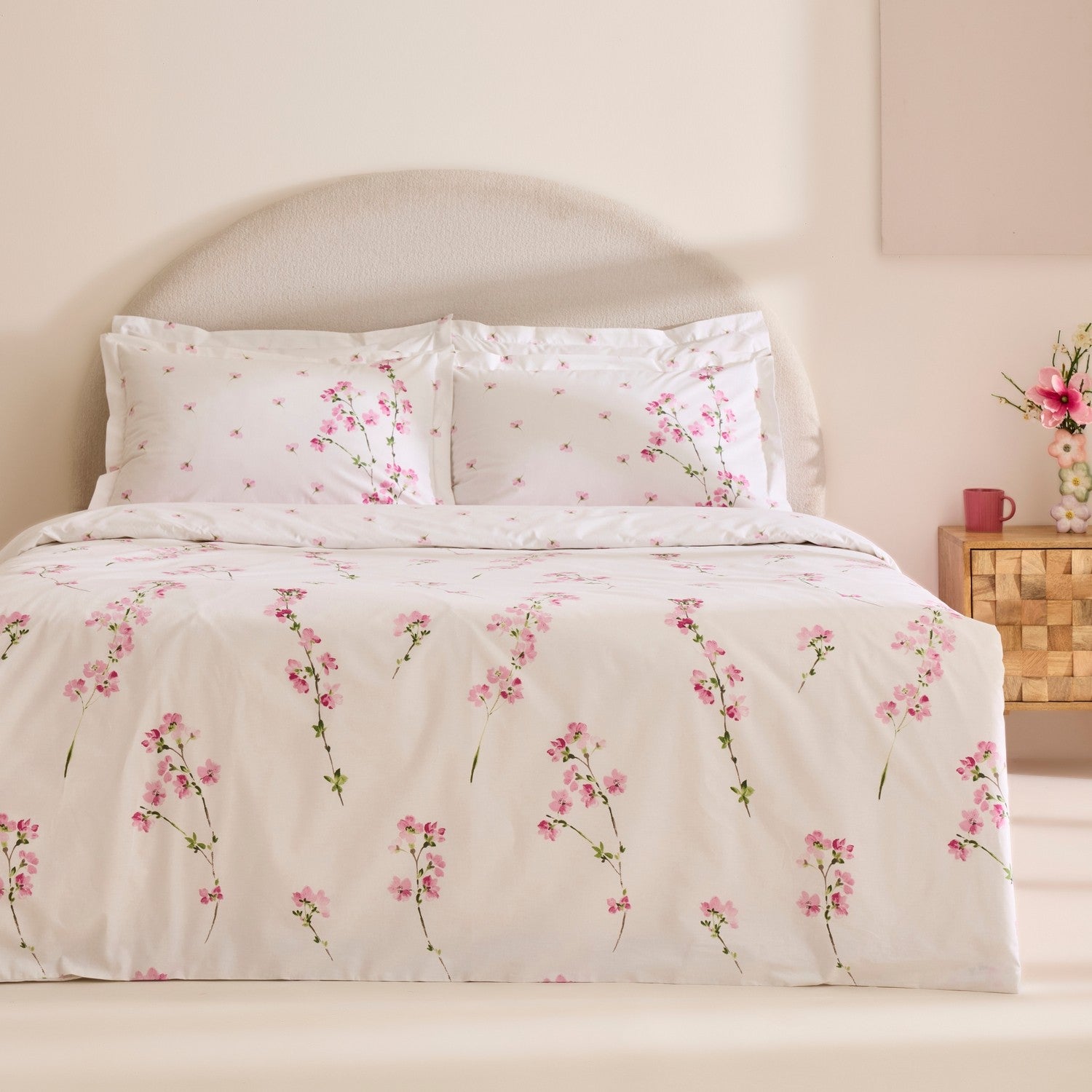 Karaca Home Natera 100% Cotton Single Duvet Cover Set Pink - MALLTURK