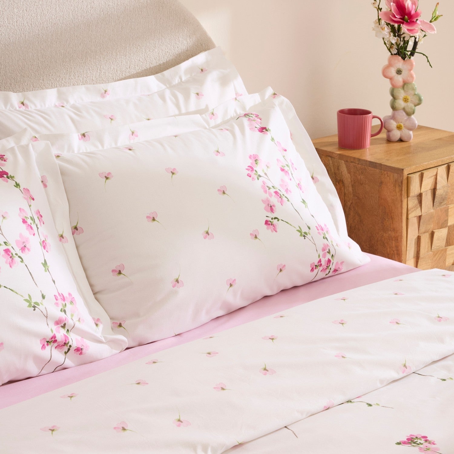 Karaca Home Natera 100% Cotton Single Duvet Cover Set Pink - MALLTURK