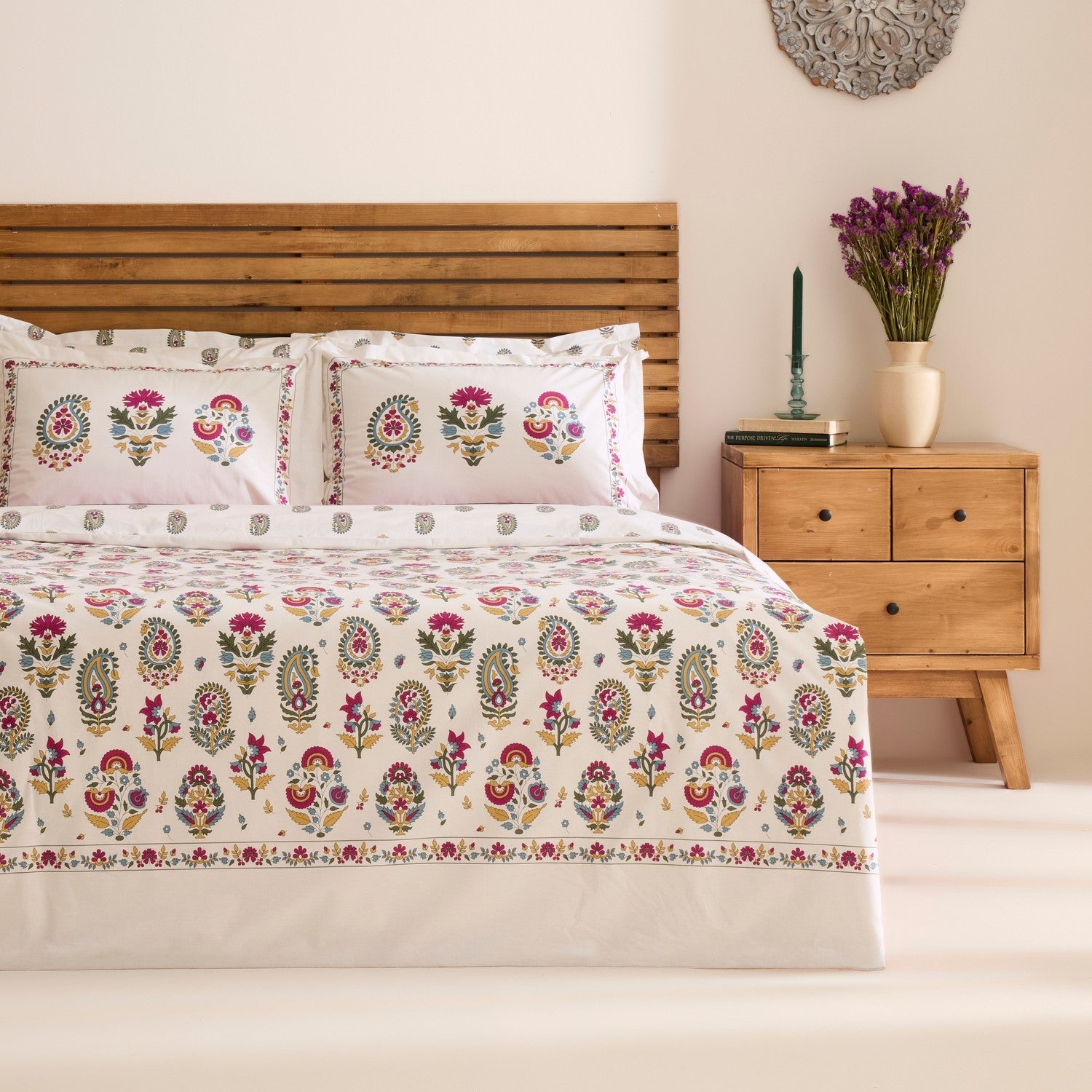 Karaca Home Elvaris %100 Cotton Double Duvet Cover Set Pink - MALLTURK