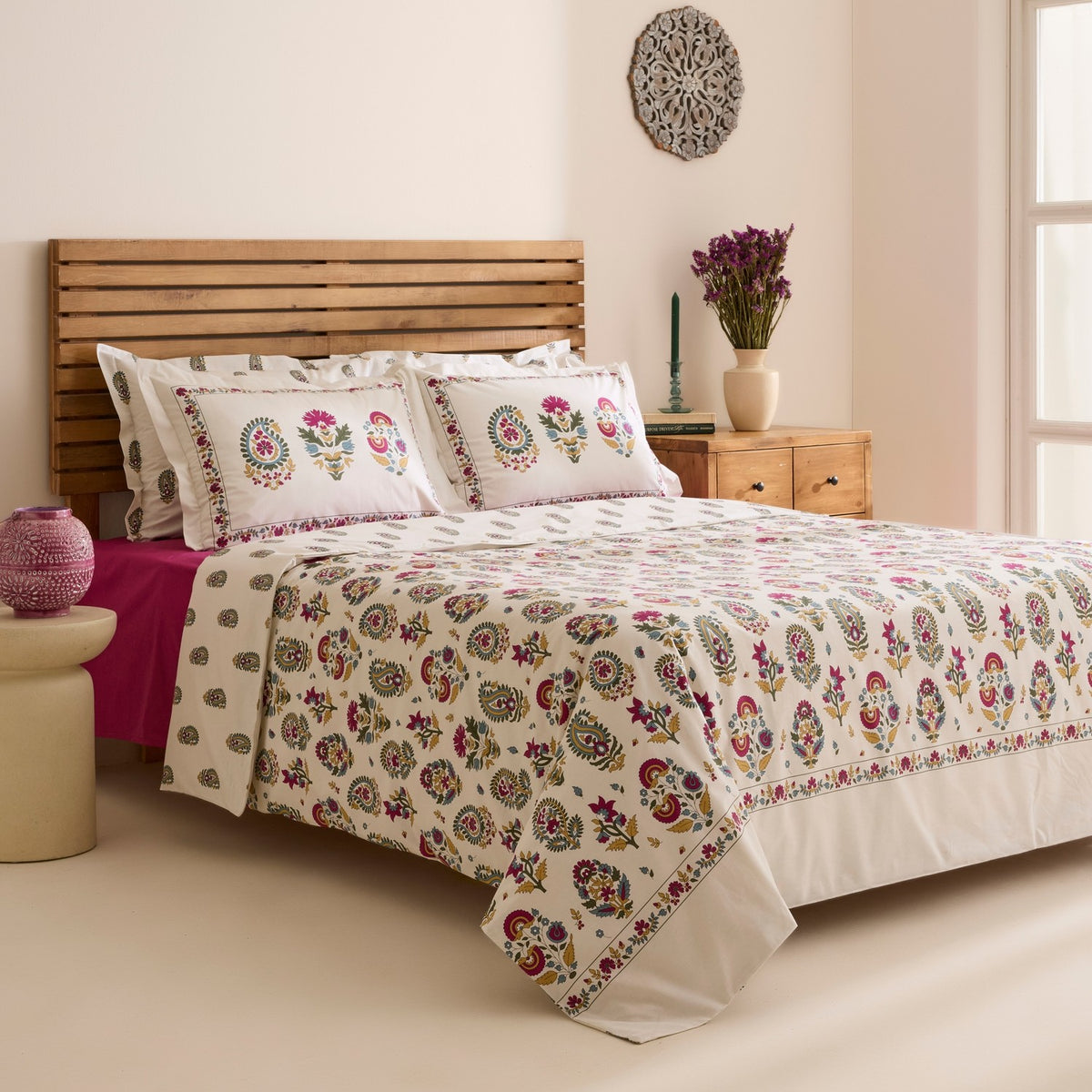 Karaca Home Elvaris %100 Cotton Double Duvet Cover Set Pink - MALLTURK