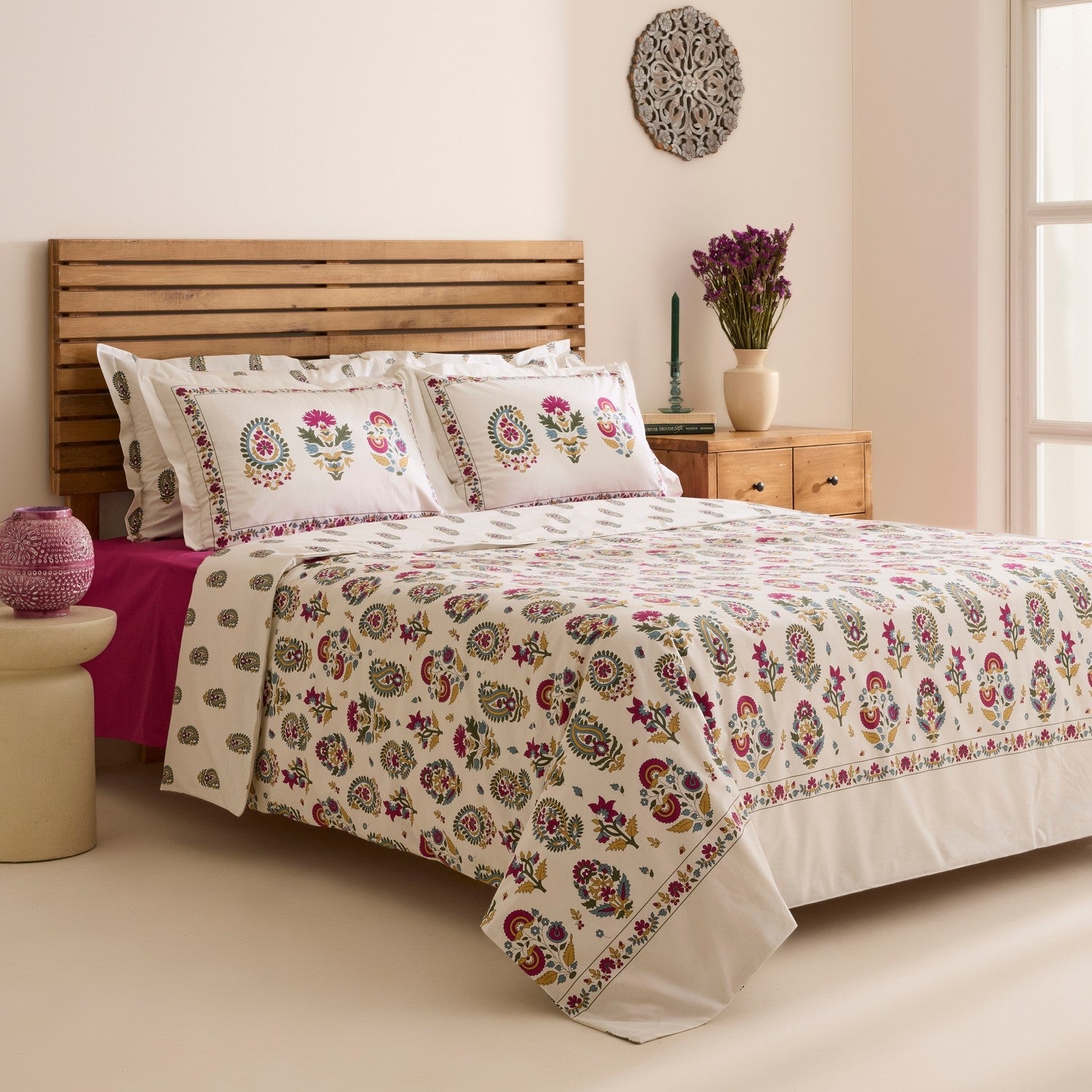 Karaca Home Elvaris %100 Cotton Double Duvet Cover Set Pink - MALLTURK