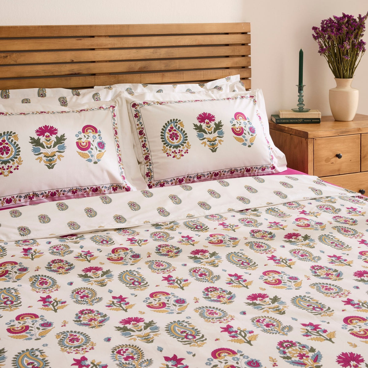 Karaca Home Elvaris %100 Cotton Double Duvet Cover Set Pink - MALLTURK