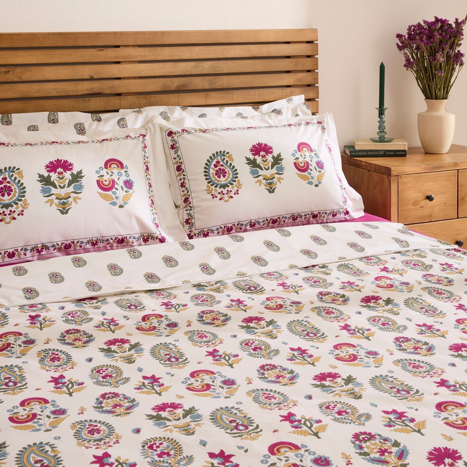 Karaca Home Elvaris %100 Cotton Double Duvet Cover Set Pink - MALLTURK