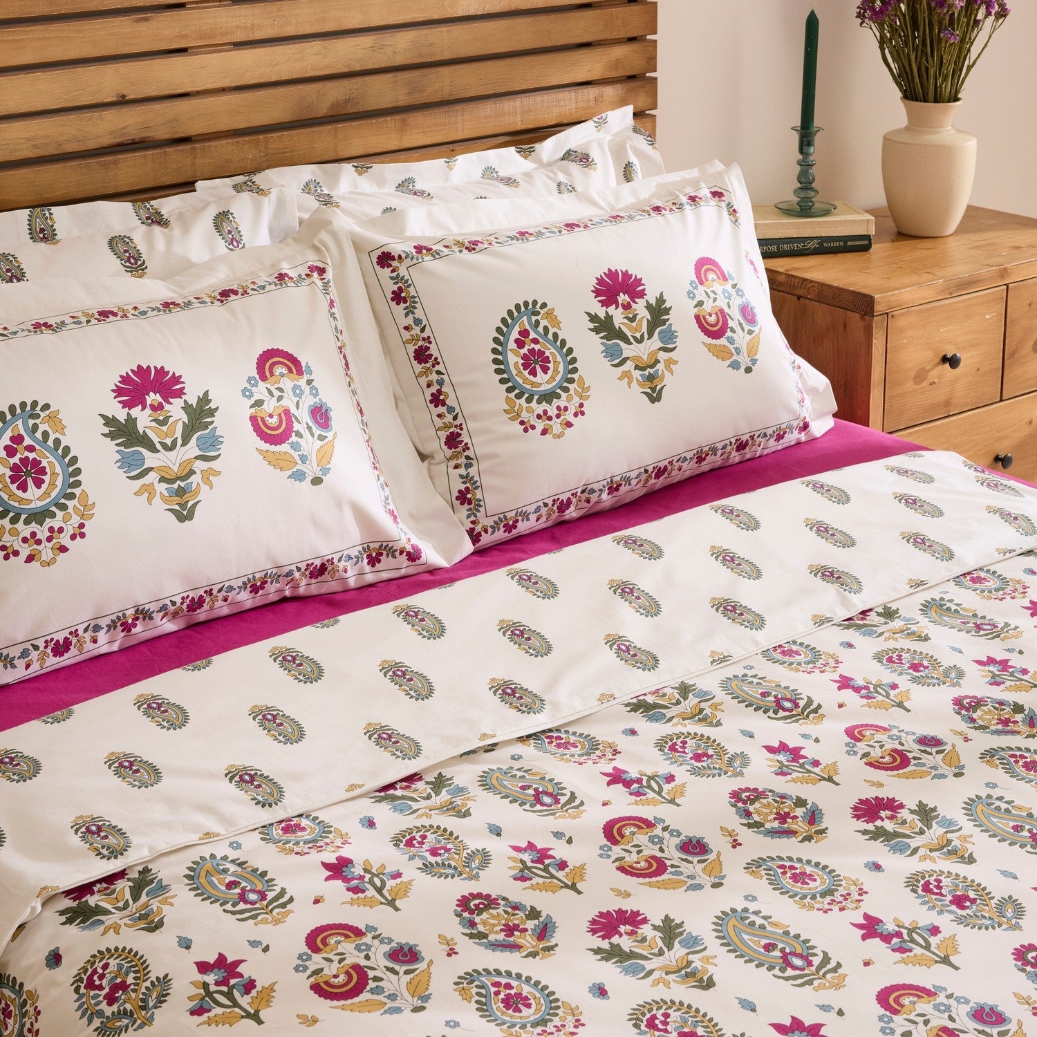 Karaca Home Elvaris %100 Cotton Double Duvet Cover Set Pink - MALLTURK