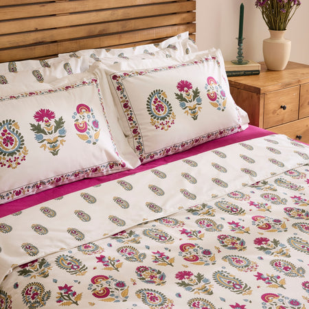 Karaca Home Elvaris %100 Cotton Double Duvet Cover Set Pink - MALLTURK
