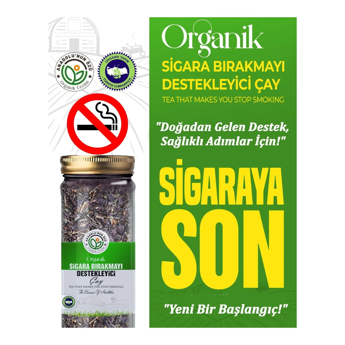 Anadolunun Ozu Sigara Birakmaya Yardimci Bitkisel tea 30 g Organik Sertifikali .Kendine bir sans ver - MALLTURK