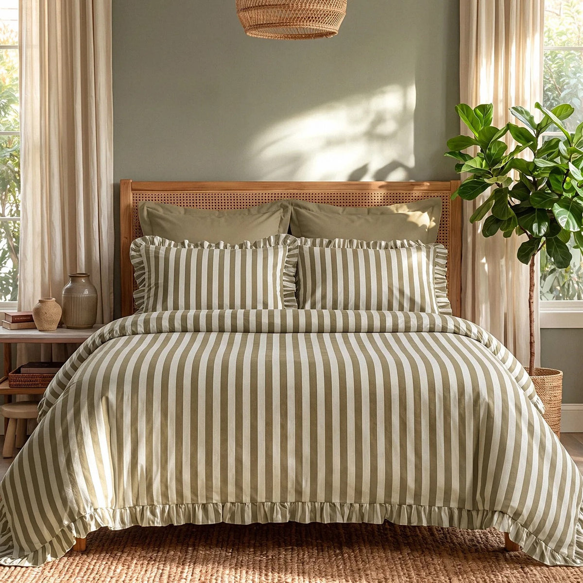 Karaca Home Ripple Single Duvet Cover Set Green - MALLTURK
