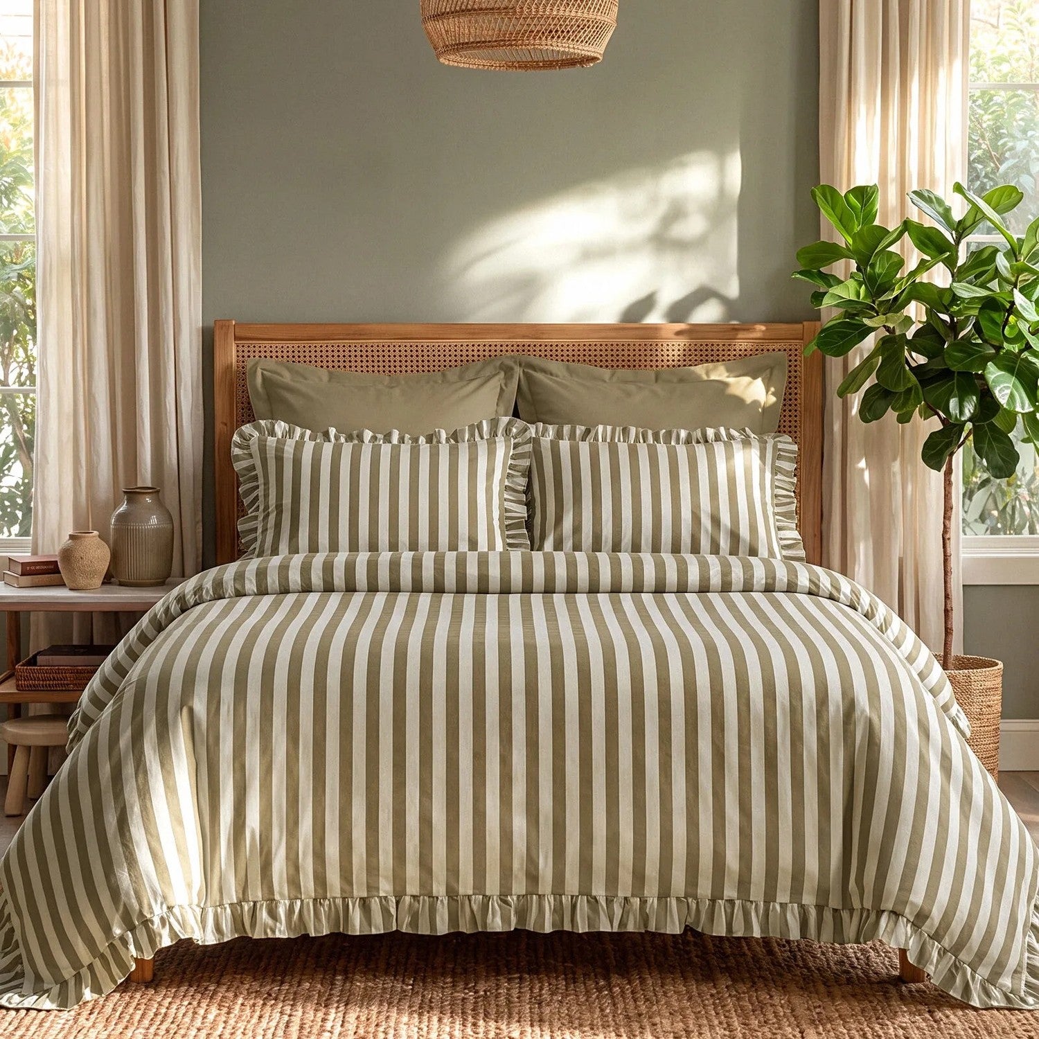 Karaca Home Ripple Single Duvet Cover Set Green - MALLTURK