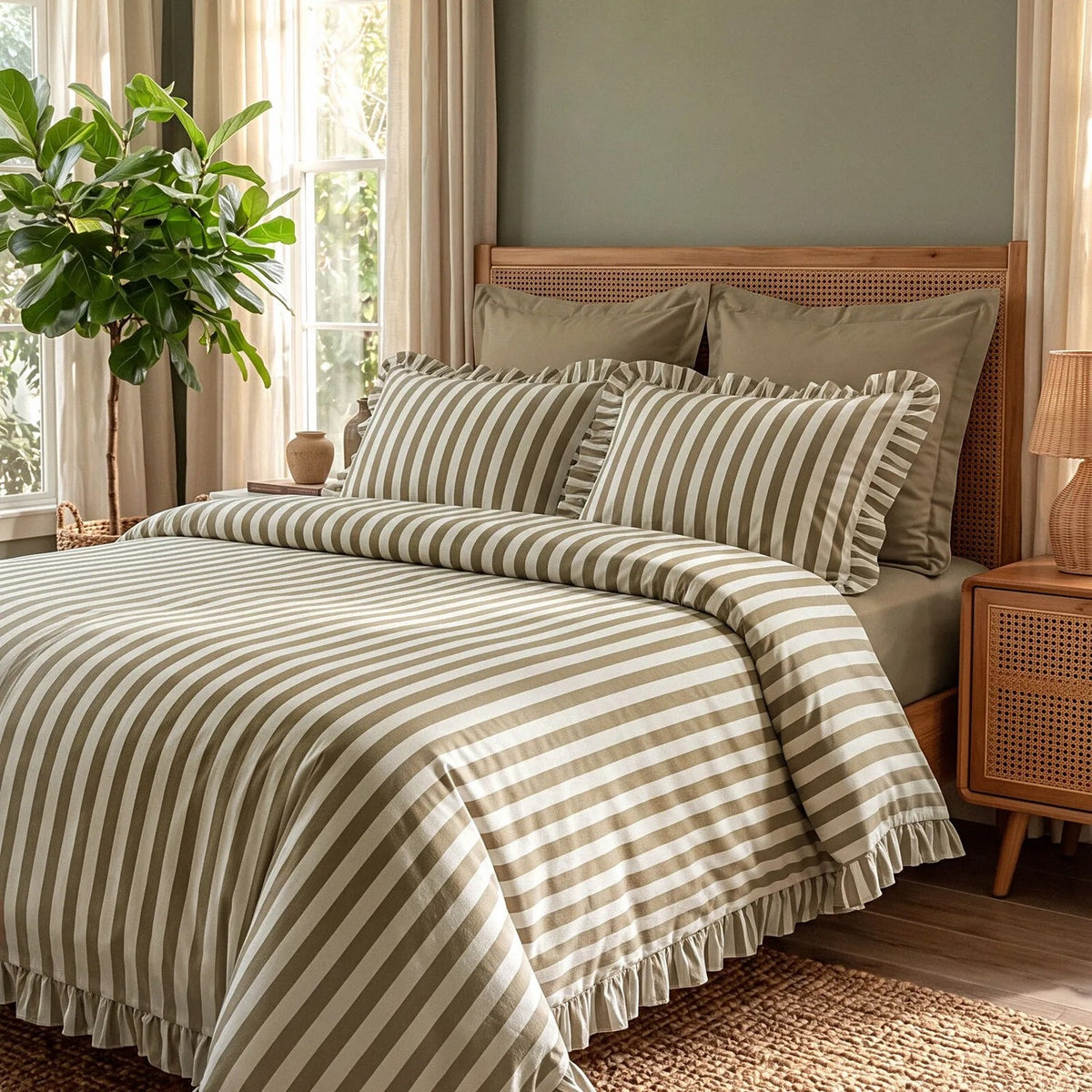 Karaca Home Ripple Single Duvet Cover Set Green - MALLTURK