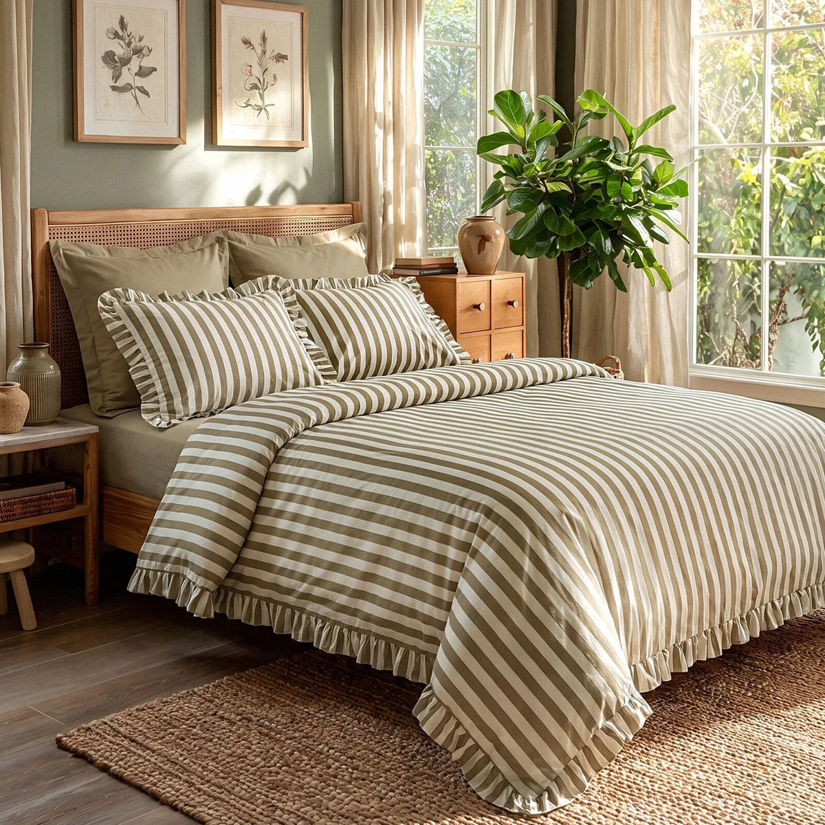 Karaca Home Ripple Single Duvet Cover Set Green - MALLTURK