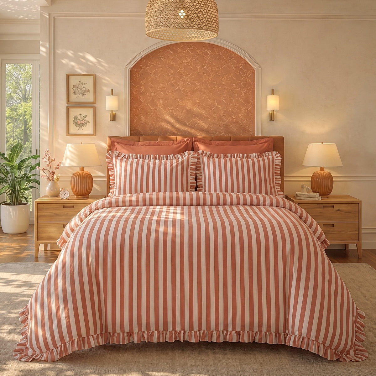 Karaca Home Ripple Double Duvet Cover Set Orange - MALLTURK