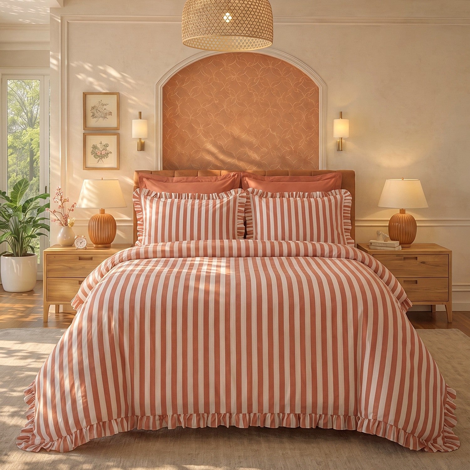 Karaca Home Ripple Double Duvet Cover Set Orange - MALLTURK