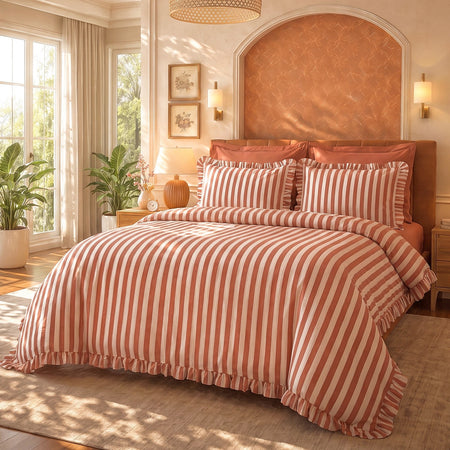 Karaca Home Ripple Double Duvet Cover Set Orange - MALLTURK