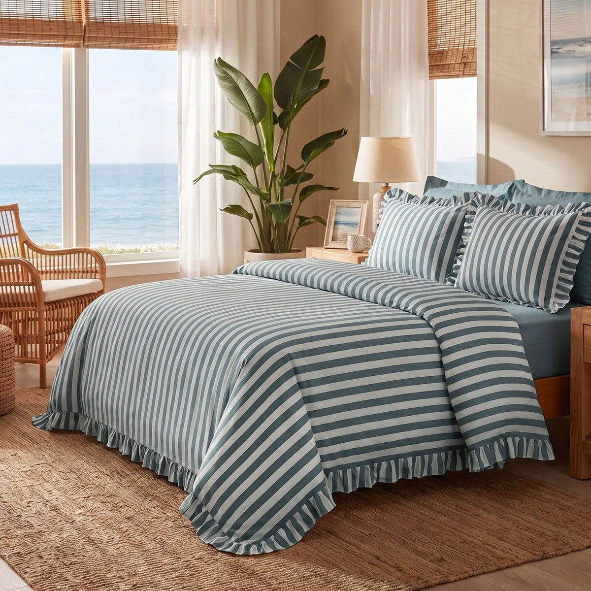 Karaca Home Ripple Double Duvet Cover Set Blue - MALLTURK