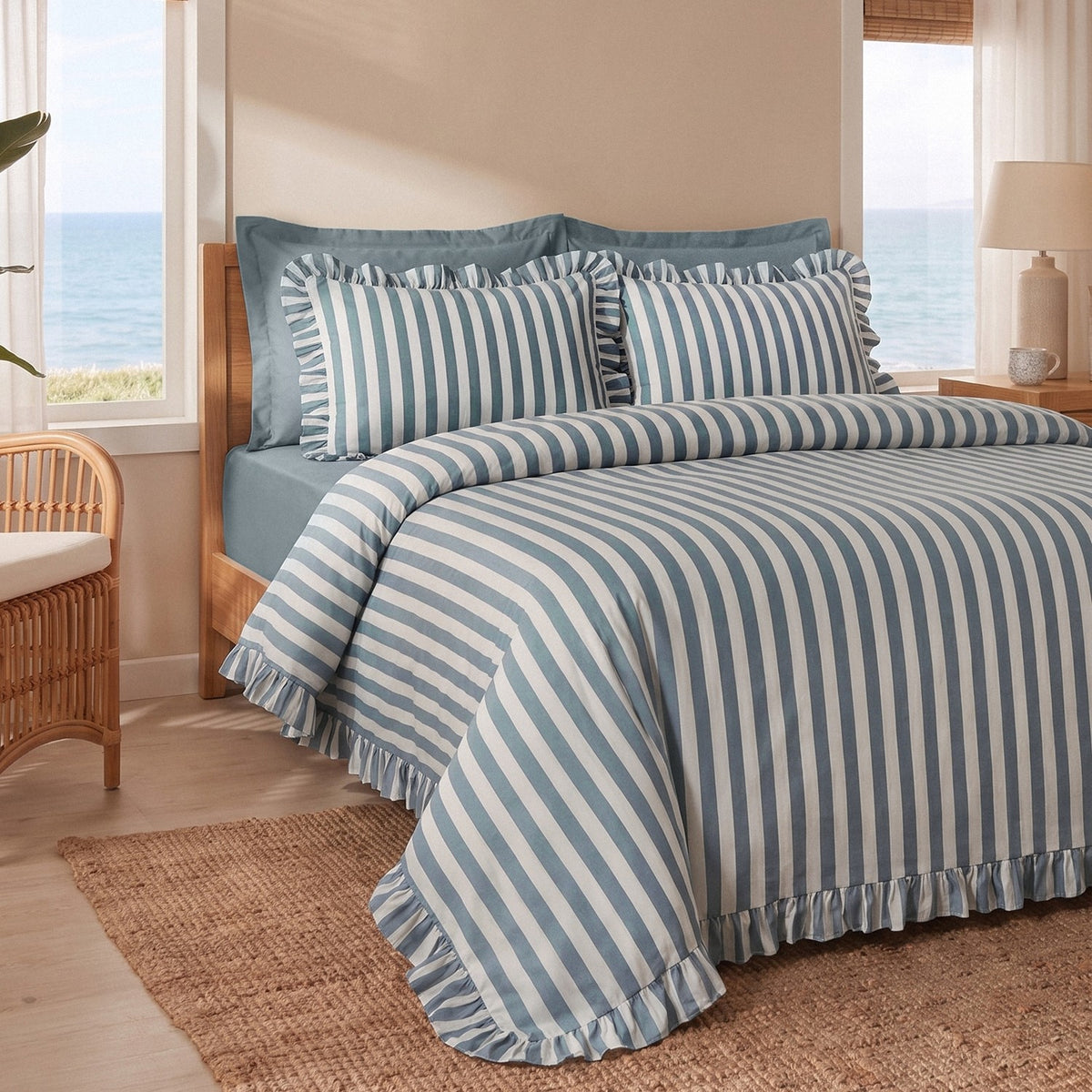 Karaca Home Ripple Double Duvet Cover Set Blue - MALLTURK