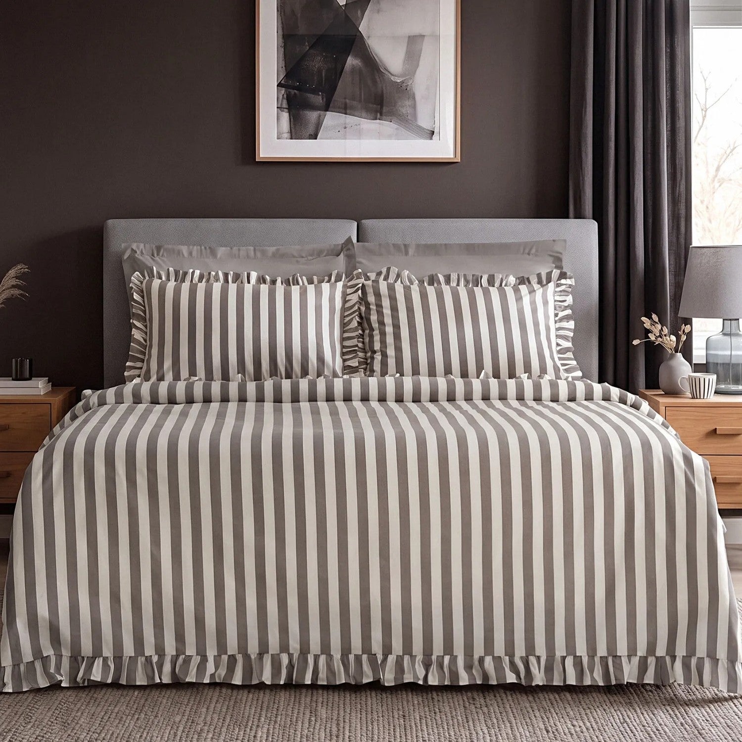 Karaca Home Ripple Double Duvet Cover Set Gray - MALLTURK