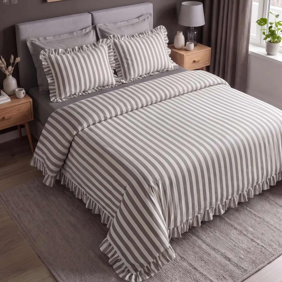 Karaca Home Ripple Double Duvet Cover Set Gray - MALLTURK