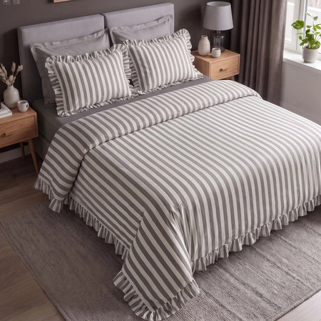 Karaca Home Ripple Double Duvet Cover Set Gray - MALLTURK