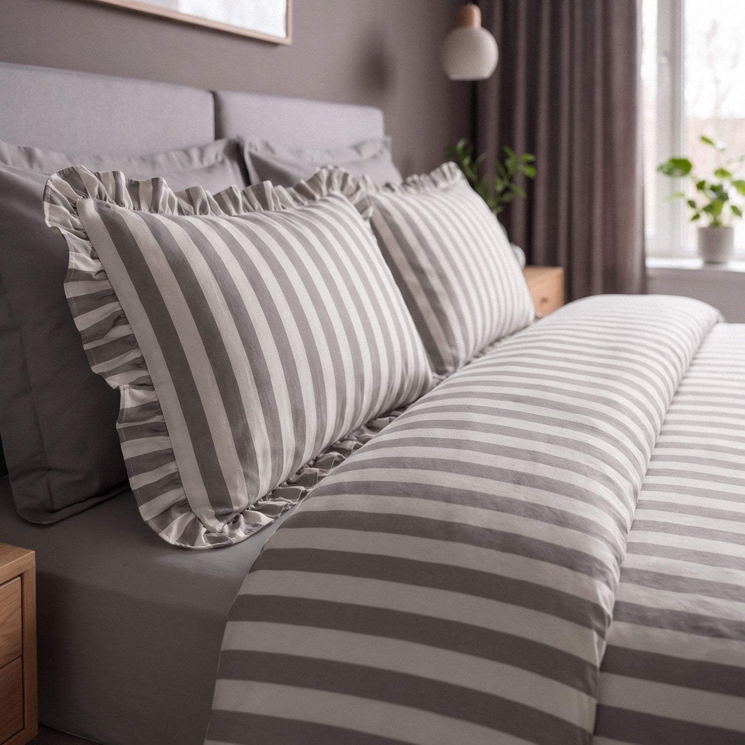 Karaca Home Ripple Double Duvet Cover Set Gray - MALLTURK