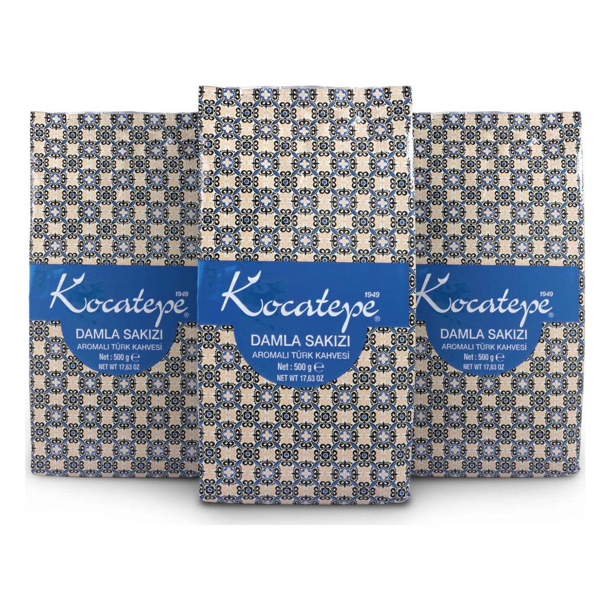 Kocatepe Coffee, Kocatepe Turkish Coffee, Mastic Gum Flavored, 500g Foil Pack, 3-Pack - MALLTURK
