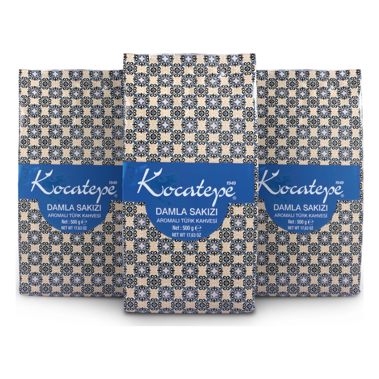 Kocatepe Coffee, Kocatepe Turkish Coffee, Mastic Gum Flavored, 500g Foil Pack, 3-Pack - MALLTURK
