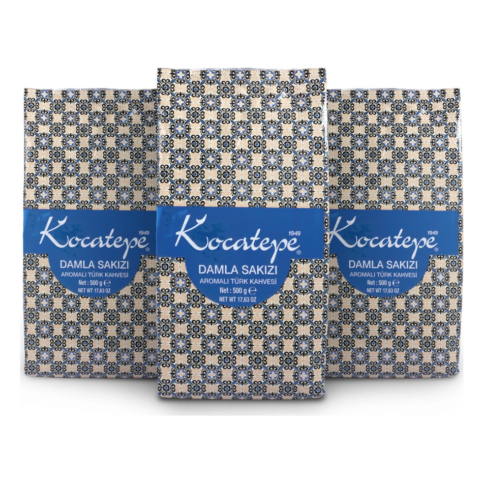 Kocatepe Coffee, Kocatepe Turkish Coffee, Mastic Gum Flavored, 500g Foil Pack, 3-Pack - MALLTURK