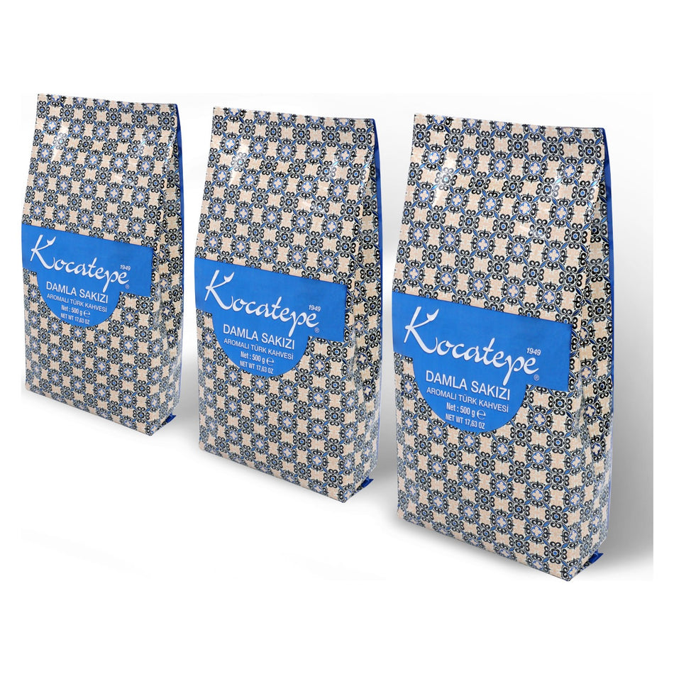 Kocatepe Coffee, Kocatepe Turkish Coffee, Mastic Gum Flavored, 500g Foil Pack, 3-Pack - MALLTURK