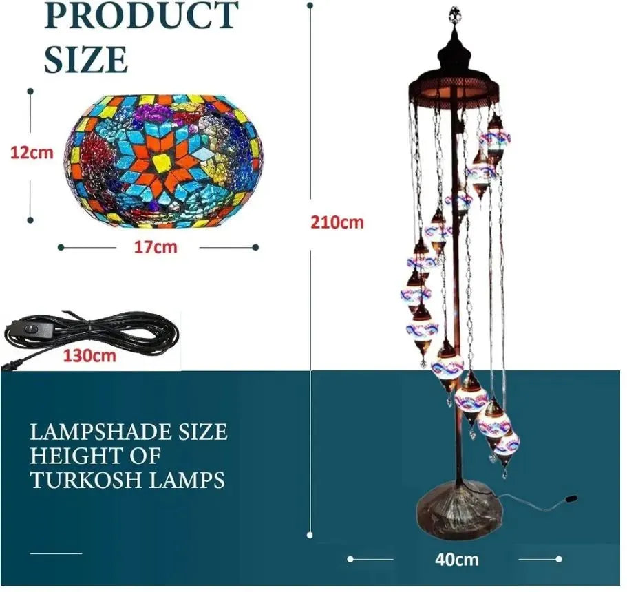 Turkish Mosaic Floor Lamp – 11 Globe