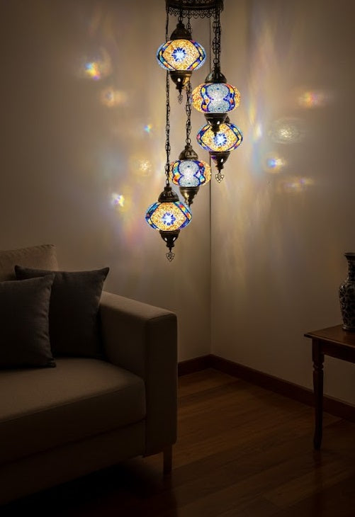 Turkish Mosaic Chandelier – 5 Globe