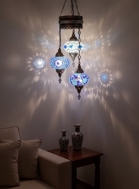 Turkish Mosaic Chandelier – 3 Globe