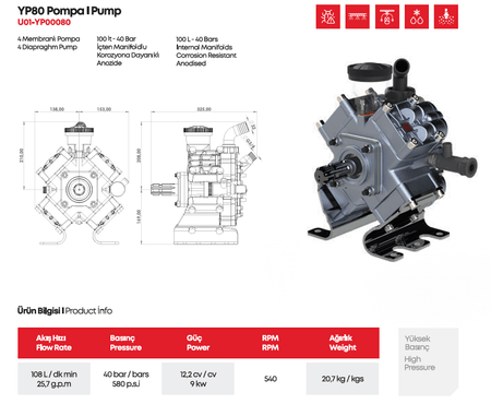 YPT0080 4-Diaphragm Turbo Pump - MALLTURK