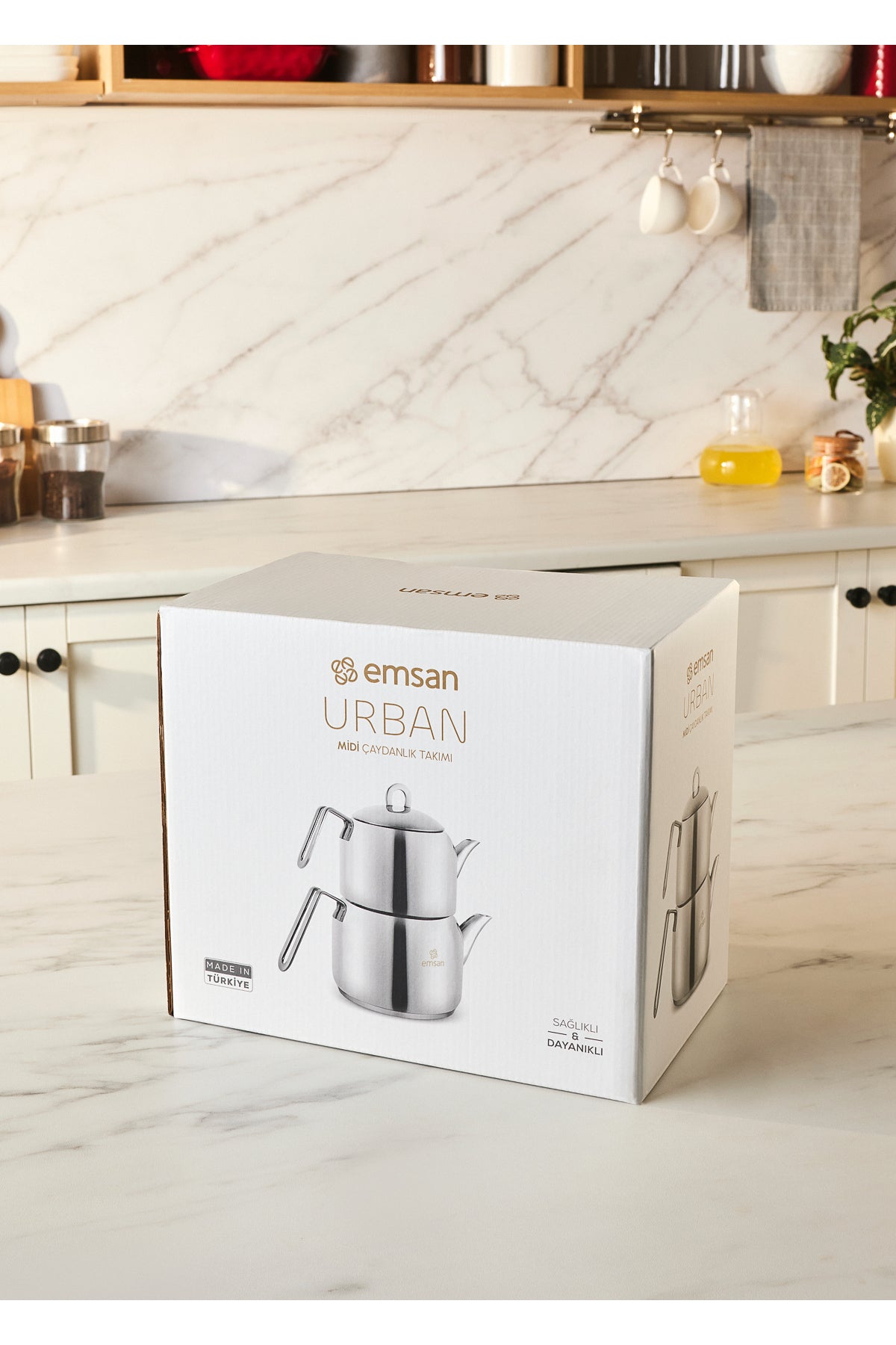 Emsan Urban Midi Size Stainless Steel Teapot Set - MALLTURK