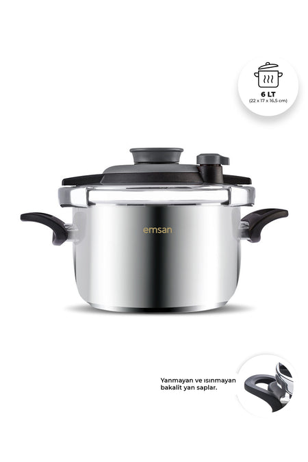 Emsan Vera Pressure Cooker, 6 Liters, Black - MALLTURK